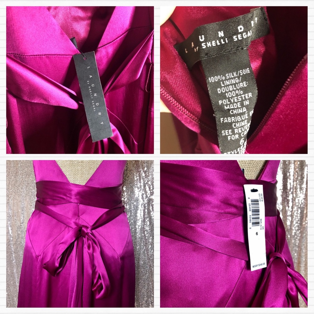 🏷SOLD Magenta Pink Ruffle Silk Gown Floor Dress - Picture 8 of 9